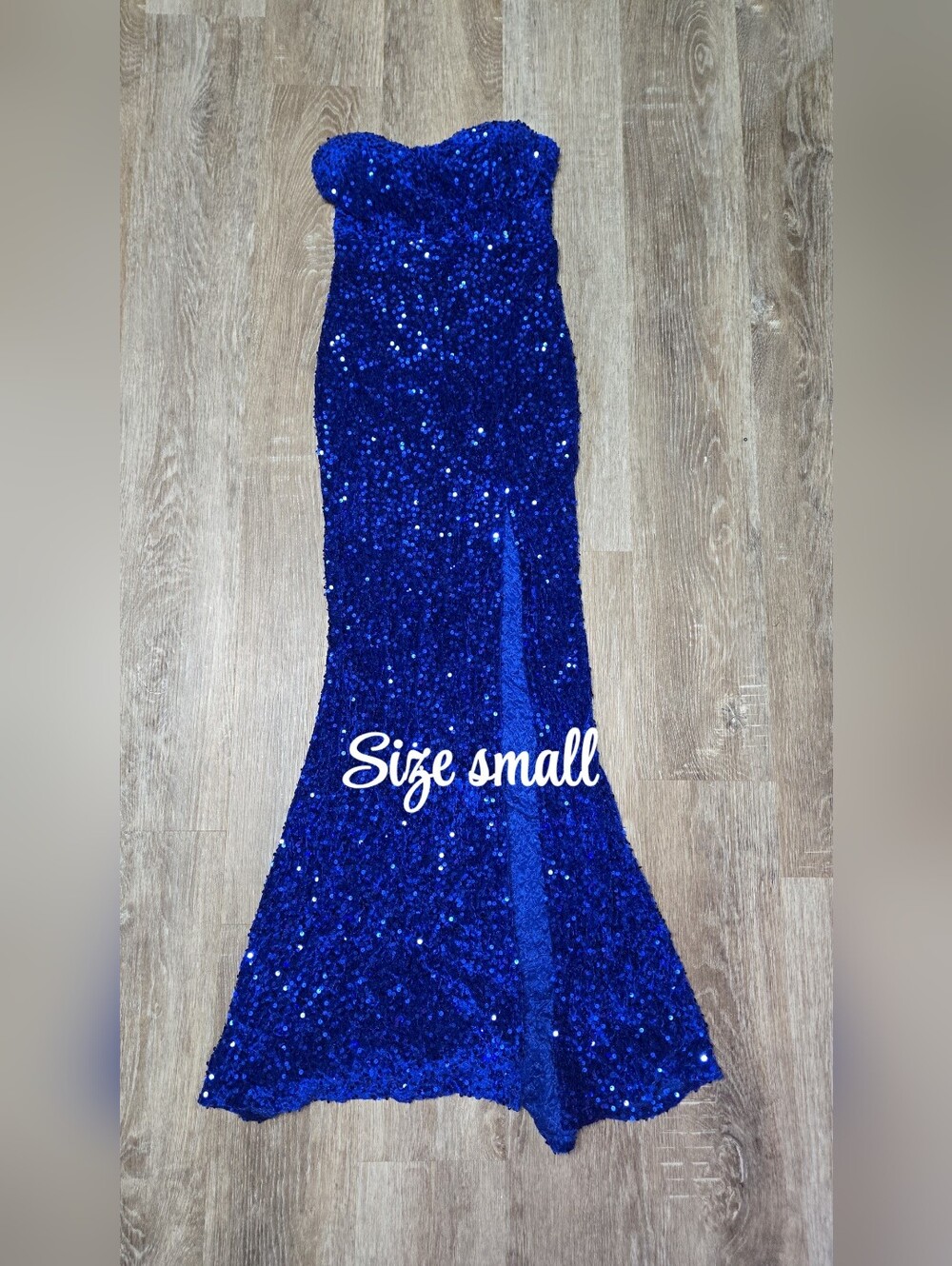 Royal Blue Sequin Strapless Mermaid Gown